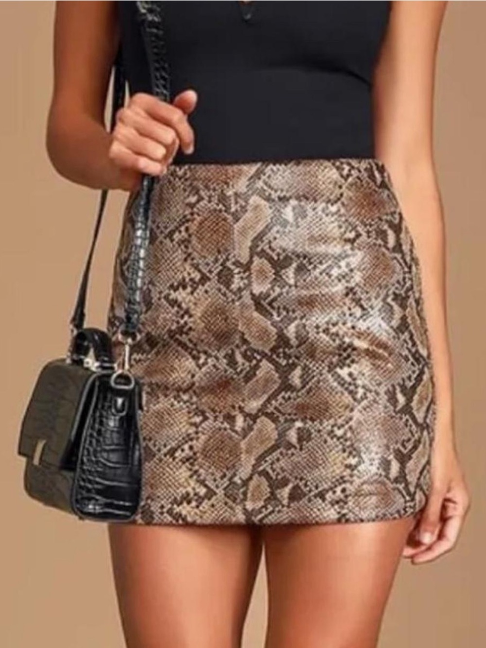 BlankNYC snake prints faux leather mini skirt size 31 brown